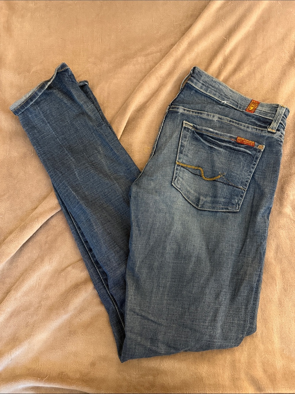 7 For All Mankind Women's Straight Leg Jeans - Medium Blue Denim